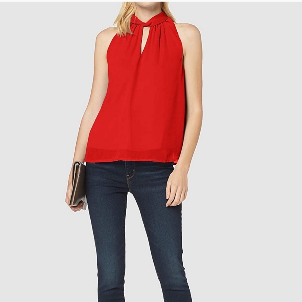 Sleeveless, halter red blouse NWT